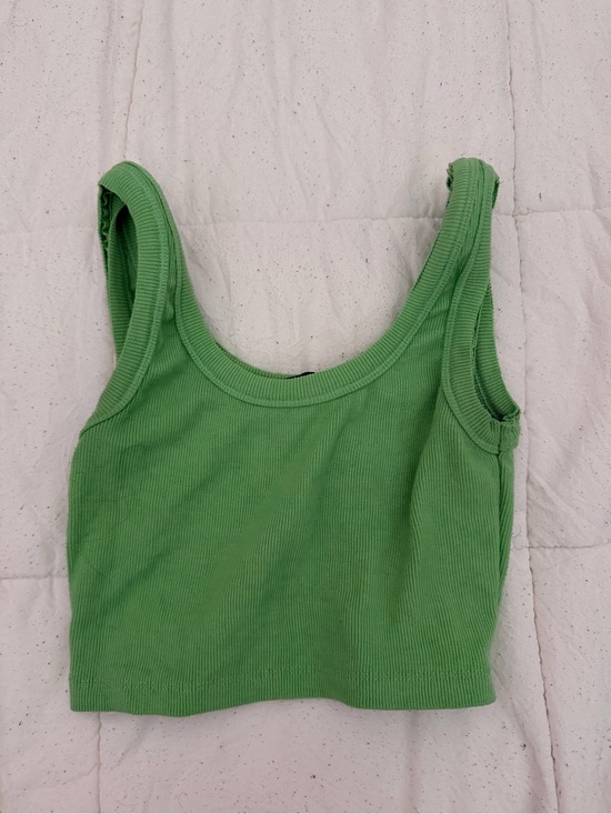 Signature8 Tops - Signature8 Green Ribbed Crop Tank Top